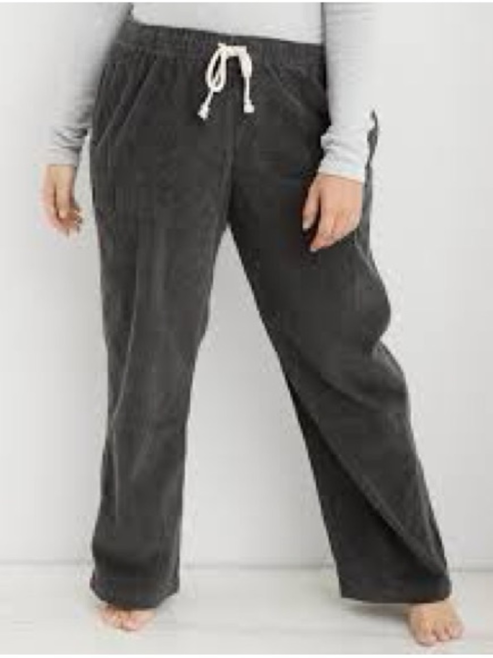 Aerie Wide-Leg Drawstring corduroy  Pants - Charcoal